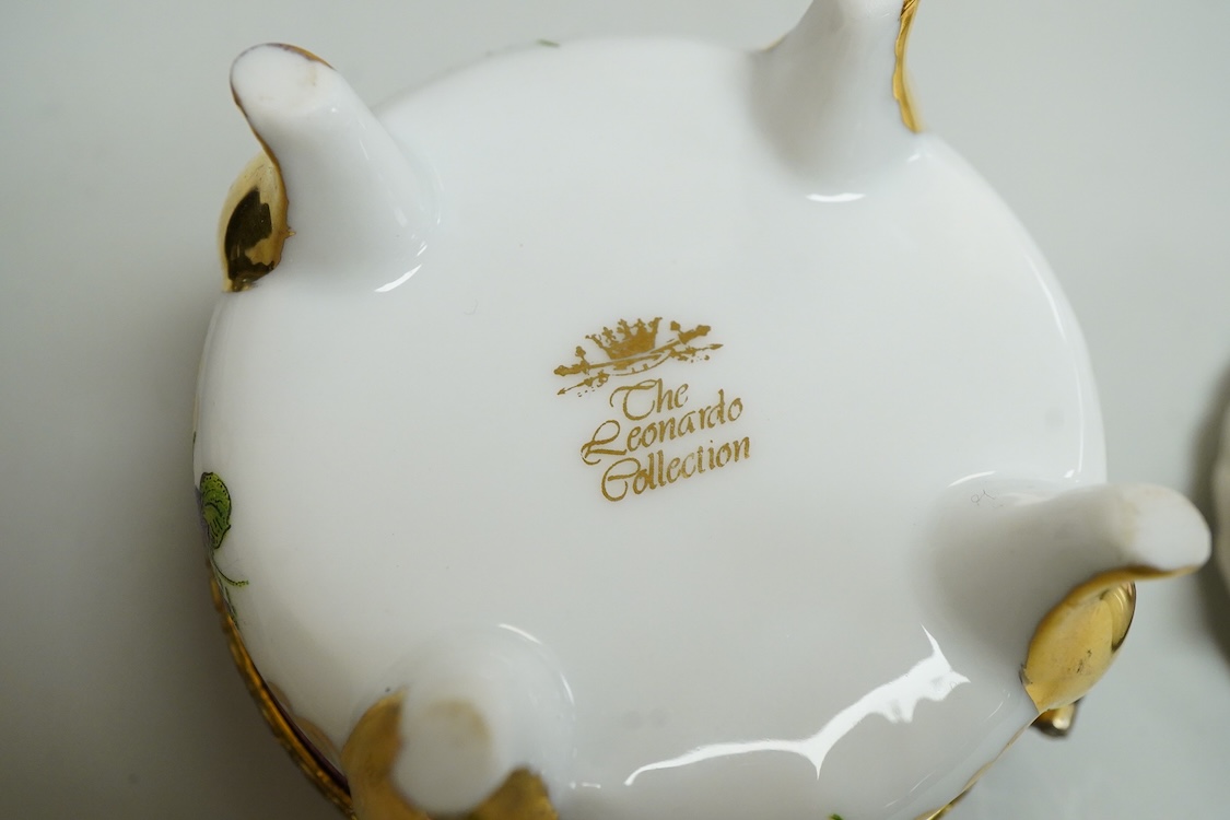 A collection of various shaped china pill boxes, Limoges, Aynsley etc